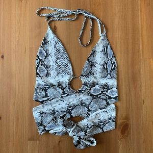 Pretty Little Thing Snake Print Halter Top